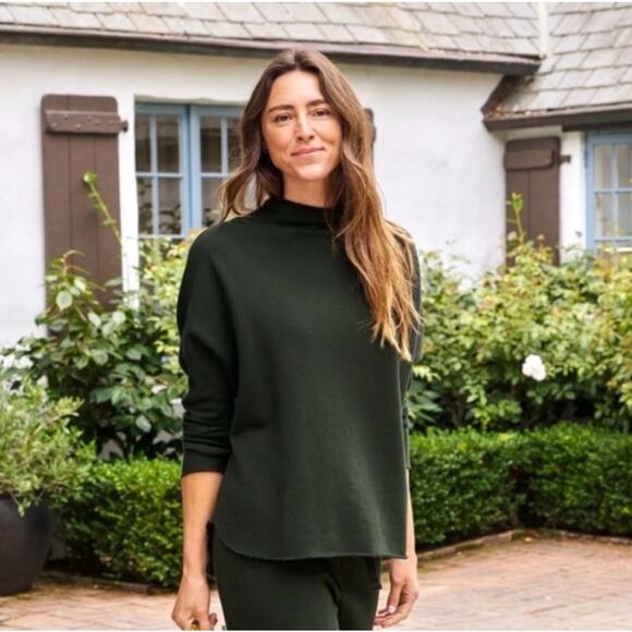 Frank & Eileen Tops - Frank & Eileen EFFIE Long-Sleeve Funnel Neck Capelet, Dark Green, Medium